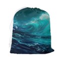 Tsunami Waves Ocean Sea Nautical Nature Water 7 Drawstring Pouch (2XL) View2