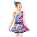 Tsunami Waves Ocean Sea Nautical Nature Water 2 Kids  Skater Dress Swimsuit View1
