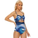Tsunami Waves Ocean Sea Nautical Nature Water Moon Knot Front One-Piece Swimsuit View3
