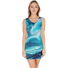 Waves Ocean Sea Tsunami Nautical 3 Bodycon Dress by Jancukart