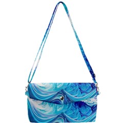 Tsunami Waves Ocean Sea Nautical Nature Abstract Blue Water Removable Strap Clutch Bag by Jancukart