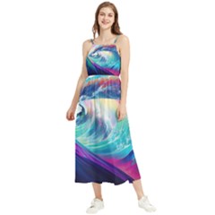 Waves Ocean Sea Tsunami Nautical Nature Water Boho Sleeveless Summer Dress by Jancukart