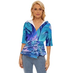 Tsunami Tidal Wave Ocean Waves Sea Nature Water 2 Lightweight Drawstring Hooded Top by Jancukart