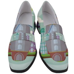 Amsterdam Landmark Landscape Women s Chunky Heel Loafers by Sudheng