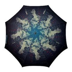 Vintage World Map Illustration Artwork Water Drop Digital Art Arts Golf Umbrellas by Sudheng