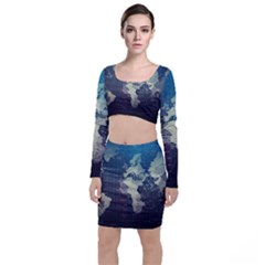 Vintage World Map Illustration Artwork Water Drop Digital Art Arts Top And Skirt Sets by Sudheng