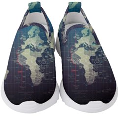 Vintage World Map Illustration Artwork Water Drop Digital Art Arts Kids  Slip On Sneakers by Sudheng