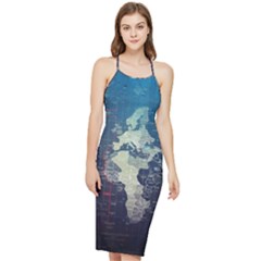 Vintage World Map Illustration Artwork Water Drop Digital Art Arts Bodycon Cross Back Summer Dress by Sudheng