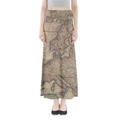 Vintage Europe Map Full Length Maxi Skirt by Sudheng