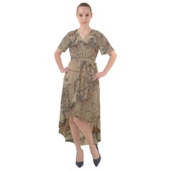 Vintage Europe Map Front Wrap High Low Dress by Sudheng