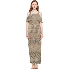 Vintage Europe Map Draped Sleeveless Chiffon Jumpsuit by Sudheng