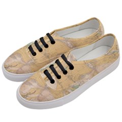 Vintage World Map Physical Geography Women s Classic Low Top Sneakers by Sudheng