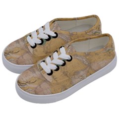 Vintage World Map Physical Geography Kids  Classic Low Top Sneakers by Sudheng