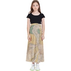 Vintage World Map Physical Geography Kids  Flared Maxi Skirt by Sudheng