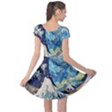 The Great Wave Of Kanagawa Painting Starry Night Van Gogh Cap Sleeve Dress View2