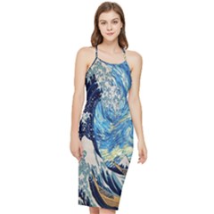 The Great Wave Of Kanagawa Painting Starry Night Van Gogh Bodycon Cross Back Summer Dress by Sudheng