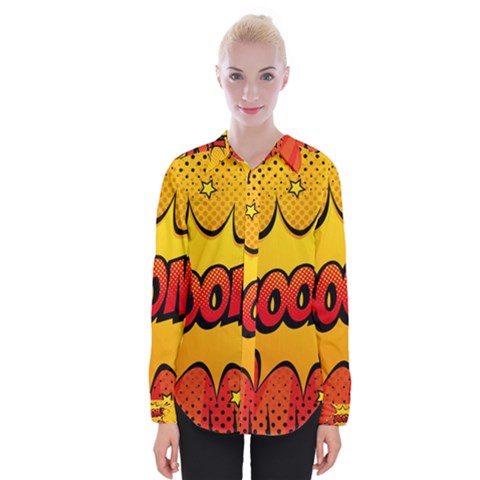 Explosion Boom Pop Art Style Womens Long Sleeve Shirt by Sudheng