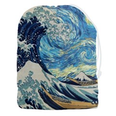 Starry Night Hokusai Van Gogh The Great Wave Off Kanagawa Drawstring Pouch (3xl) by Sudheng