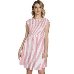 Pink Zebra Vibes Animal Print  Cap Sleeve High Waist Dress by ConteMonfrey