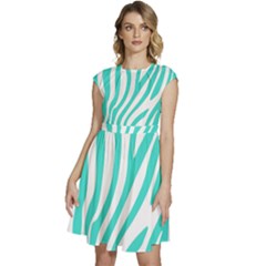 Blue Zebra Vibes Animal Print   Cap Sleeve High Waist Dress by ConteMonfrey