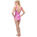 Pink Fucsia Zebra Vibes Animal Print Cross Front Low Back Swimsuit View2