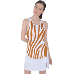 Orange Zebra Vibes Animal Print   Racer Back Mesh Tank Top by ConteMonfrey