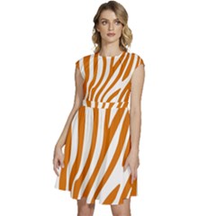 Orange Zebra Vibes Animal Print   Cap Sleeve High Waist Dress by ConteMonfrey