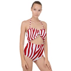 Red Zebra Vibes Animal Print  Scallop Top Cut Out Swimsuit by ConteMonfrey