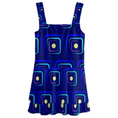 Blue Neon Squares - Modern Abstract Kids  Layered Skirt Swimsuit by ConteMonfrey