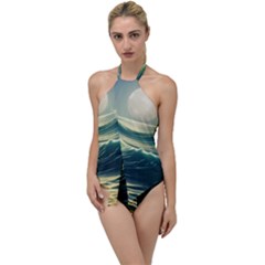 Ocean Sea Waves Tide Go With The Flow One Piece Swimsuit by Simbadda