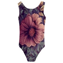 Flowers Pattern Kids  Cut-out Back One Piece Swimsuit by Simbadda