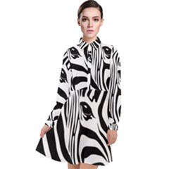 Animal Cute Pattern Art Zebra Long Sleeve Chiffon Shirt Dress by Amaryn4rt