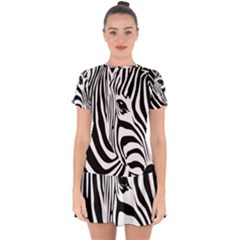 Animal Cute Pattern Art Zebra Drop Hem Mini Chiffon Dress by Amaryn4rt