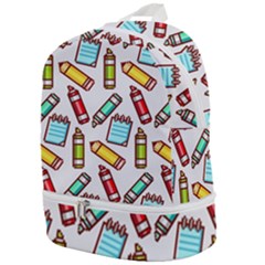 Seamless Pixel Art Pattern Zip Bottom Backpack by Amaryn4rt