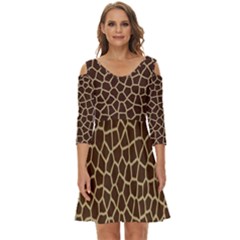 Giraffe Animal Print Skin Fur Shoulder Cut Out Zip Up Dress by Amaryn4rt