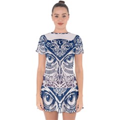 Owl Drop Hem Mini Chiffon Dress by Amaryn4rt