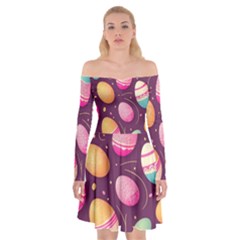 Easter Eggs Egg Off Shoulder Skater Dress by Ravend