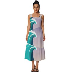 Tsunami Tidal Wave Wave Minimalist Ocean Sea 4 Square Neckline Tiered Midi Dress by Wegoenart