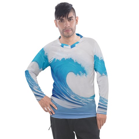 Wave Tsunami Tidal Wave Ocean Sea Water Men s Pique Long Sleeve Tee by Wegoenart