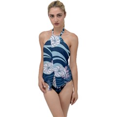 Flowers Pattern Floral Ocean Abstract Digital Art Go With The Flow One Piece Swimsuit by Wegoenart