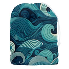 Waves Ocean Sea Abstract Whimsical Abstract Art Drawstring Pouch (3xl) by Wegoenart