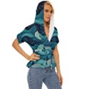 Waves Ocean Sea Abstract Whimsical Abstract Art Lightweight Drawstring Hooded Top View3