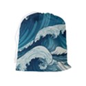 Waves Ocean Sea Pattern Water Tsunami Rough Seas Drawstring Pouch (XL) View2
