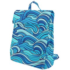 Pattern Ocean Waves Blue Nature Sea Abstract Flap Top Backpack by Wegoenart