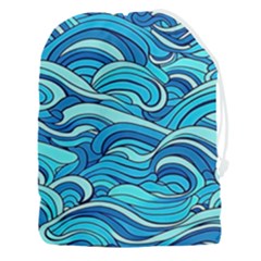 Pattern Ocean Waves Blue Nature Sea Abstract Drawstring Pouch (3xl) by Wegoenart