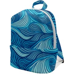 Ocean Waves Sea Abstract Pattern Water Blue Zip Up Backpack by Wegoenart