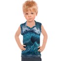 Tsunami Waves Ocean Sea Water Rough Seas Blue Kids  Sport Tank Top View1
