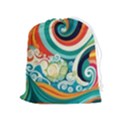 Waves Ocean Sea Abstract Whimsical Abstract Art 2 Drawstring Pouch (XL) View1