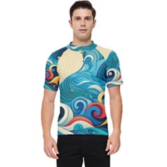 Waves Ocean Sea Abstract Whimsical Abstract Art 5 Men s Short Sleeve Rash Guard by Wegoenart