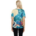 Waves Ocean Sea Abstract Whimsical Abstract Art 5 Bow Sleeve Button Up Top View4